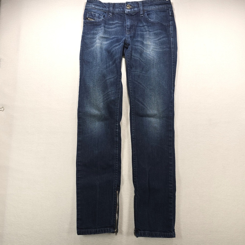 Diesel Zivy Slim Straight Ankle Zip Jeans Dark Wash Stretch Size 24 L32